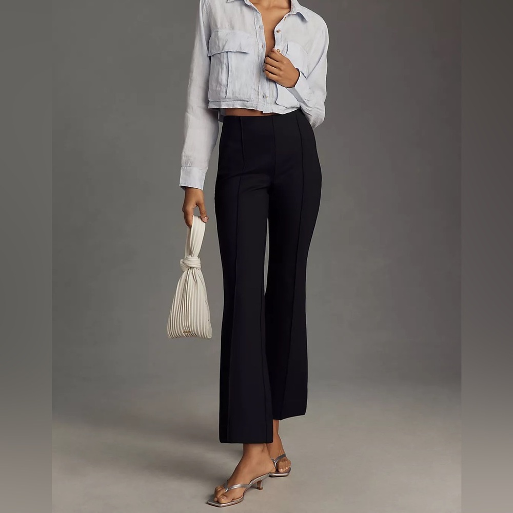 Maeve Black High-Waist Flare Dress Pants